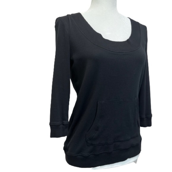 TALBOTS PETITES 3/4 SWEATSHIRT BLACK‎ BIG POCKETS CASUAL, ROUND NECK SIZE SMALL - Picture 2 of 9